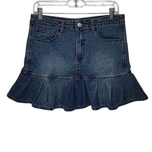REgeneration by Celebrity Pink Denim Mini Skirt M Blue Pleated  Preppy Y2K Retro